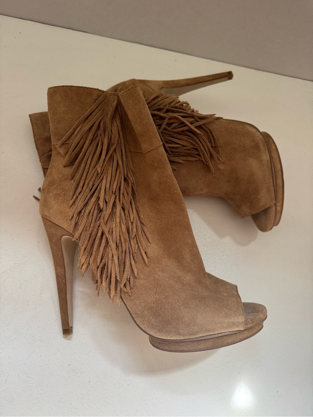 BCBGeneration Fringed Open Toe Booties Size 10 M
